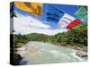 Prayer Flags on a Bridge, Bumthang, Chokor Valley, Bhutan, Asia-Christian Kober-Stretched Canvas