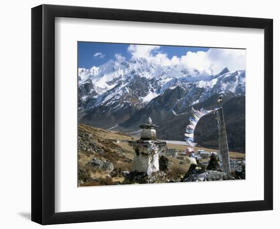 Prayer Flags on Kyanjin Gompa, Langtang, Himalayas, Nepal-Tony Waltham-Framed Photographic Print