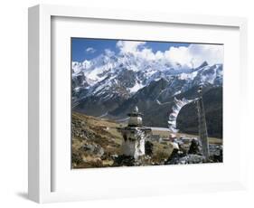 Prayer Flags on Kyanjin Gompa, Langtang, Himalayas, Nepal-Tony Waltham-Framed Photographic Print