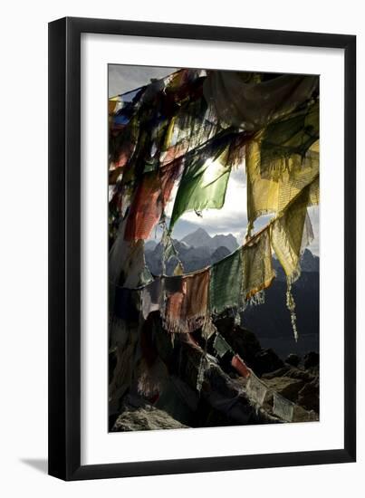 Prayer Flags on Summit of Gokyo Ri, Everest Region, Mt Everest, Nepal-David Noyes-Framed Premium Photographic Print