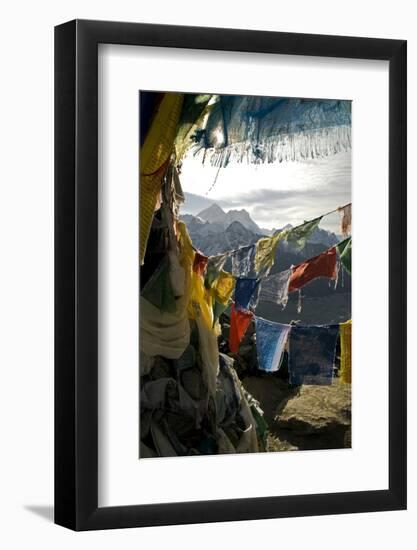 Prayer Flags on Summit of Gokyo Ri, Everest Region, Mt Everest, Nepal-David Noyes-Framed Photographic Print