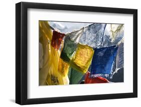 Prayer Flags on the Summit of Gokyo Ri, Gokyo, Nepal-David Noyes-Framed Photographic Print