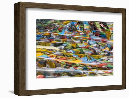 Prayer flags on Tibetan Plateau, Namtso (Lake Nam), Tibet, China-Keren Su-Framed Photographic Print