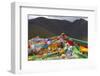 Prayer flags on Tibetan Plateau with Tanggula Mountain, Namtso (Lake Nam), Tibet, China-Keren Su-Framed Photographic Print