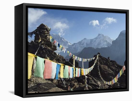 Prayer Flags, View From Gokyo Ri, 5483M, Gokyo, Sagarmatha National Park, Himalayas-Christian Kober-Framed Stretched Canvas