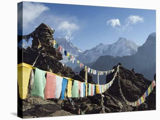 Prayer Flags, View From Gokyo Ri, 5483M, Gokyo, Sagarmatha National Park, Himalayas-Christian Kober-Stretched Canvas