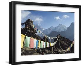 Prayer Flags, View From Gokyo Ri, 5483M, Gokyo, Sagarmatha National Park, Himalayas-Christian Kober-Framed Photographic Print