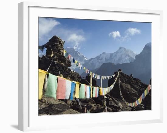 Prayer Flags, View From Gokyo Ri, 5483M, Gokyo, Sagarmatha National Park, Himalayas-Christian Kober-Framed Photographic Print