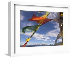 Prayer Flags with Snowy Kangchendzonga Beyond in Morning Light, Sandakphu, West Bengal State-Eitan Simanor-Framed Photographic Print