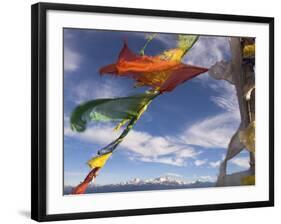 Prayer Flags with Snowy Kangchendzonga Beyond in Morning Light, Sandakphu, West Bengal State-Eitan Simanor-Framed Photographic Print