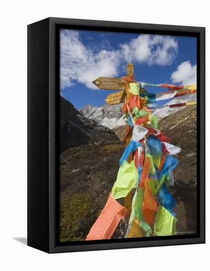 Prayer Flags, Yading Nature Reserve, Sichuan Province, China, Asia-Jochen Schlenker-Framed Stretched Canvas