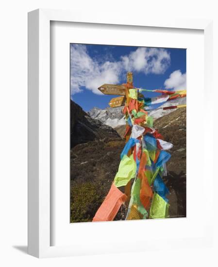 Prayer Flags, Yading Nature Reserve, Sichuan Province, China, Asia-Jochen Schlenker-Framed Photographic Print