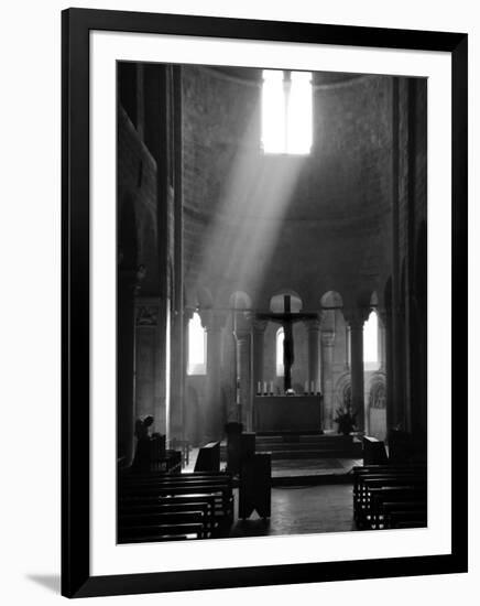 Prayer in Sant' Antimo Abbey Near Montalcino, Valle De Orcia, Tuscany, Italy-Nadia Isakova-Framed Photographic Print