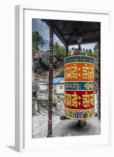 Prayer wheel along a trail, Phakding, Nepal.-Lee Klopfer-Framed Photographic Print