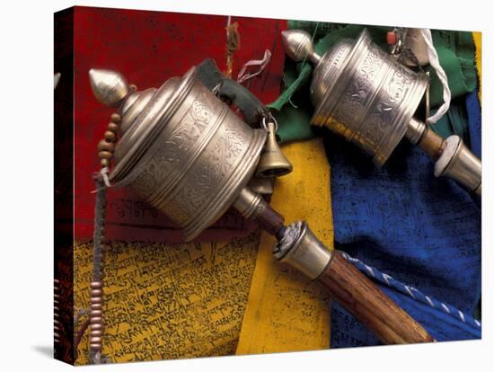 Prayer Wheels and Flags, Lhasa, Tibet-Keren Su-Stretched Canvas