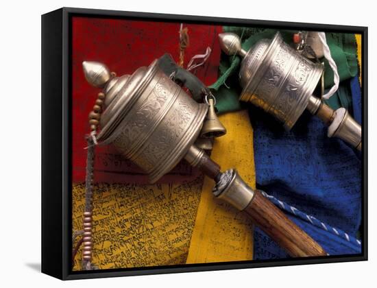 Prayer Wheels and Flags, Lhasa, Tibet-Keren Su-Framed Stretched Canvas