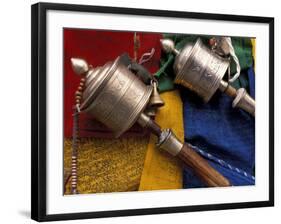 Prayer Wheels and Flags, Lhasa, Tibet-Keren Su-Framed Photographic Print