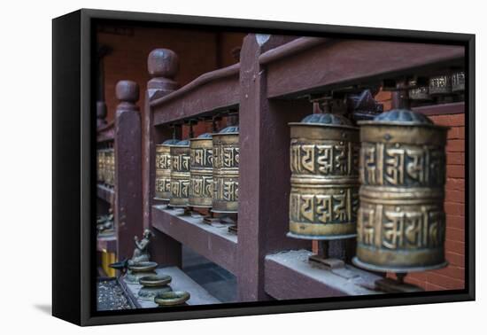 Prayer wheels, Bhaktapur, Kathmandu, Nepal.-Lee Klopfer-Framed Stretched Canvas