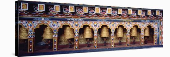 Prayer Wheels in a Temple, Chimi Lhakhang, Punakha, Bhutan-null-Stretched Canvas