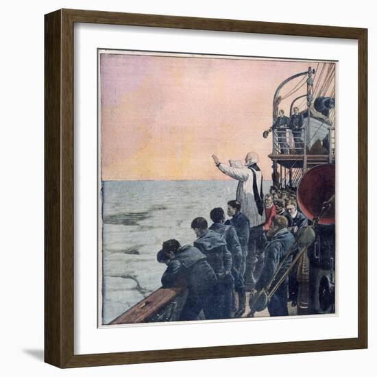 Prayers at the Scene of the Sinking of the Titanic, 1912-null-Framed Giclee Print