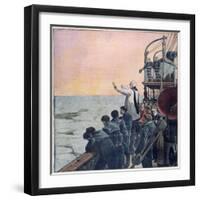 Prayers at the Scene of the Sinking of the Titanic, 1912-null-Framed Premium Giclee Print