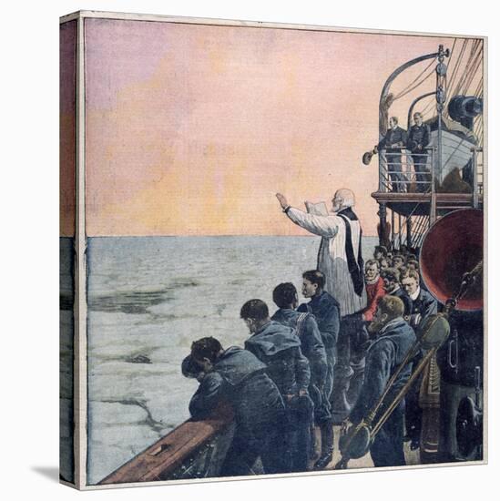 Prayers at the Scene of the Sinking of the Titanic, 1912-null-Stretched Canvas