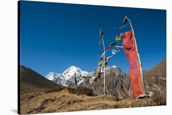 Prayers Flags on the Lasa-Gasa Trekking Route, Thimpu District, Bhutan, Asia-Alex Treadway-Stretched Canvas