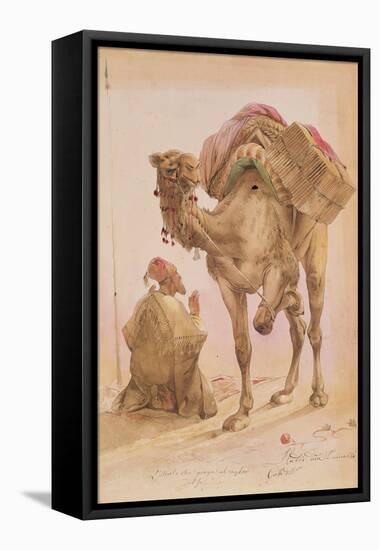 Praying Arab with a Secured Camel-Ippolito Caffi-Framed Stretched Canvas