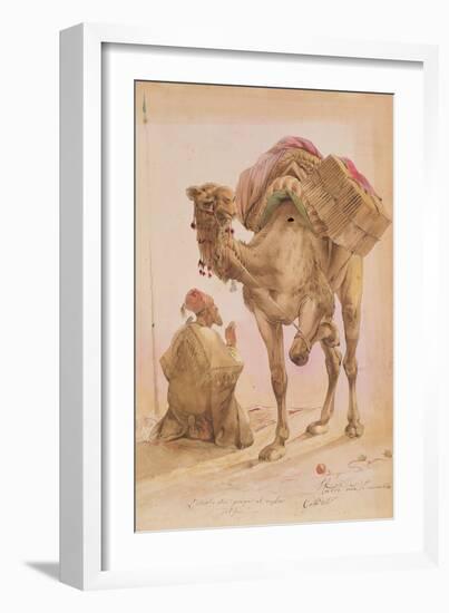 Praying Arab with a Secured Camel-Ippolito Caffi-Framed Giclee Print