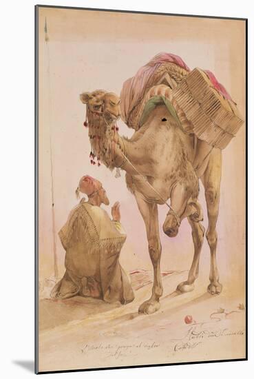 Praying Arab with a Secured Camel-Ippolito Caffi-Mounted Giclee Print