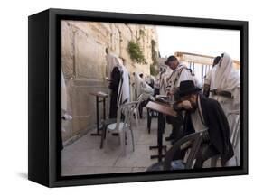 Praying at the Western (Wailing) Wall, Old Walled City, Jerusalem, Israel, Middle East-Christian Kober-Framed Stretched Canvas