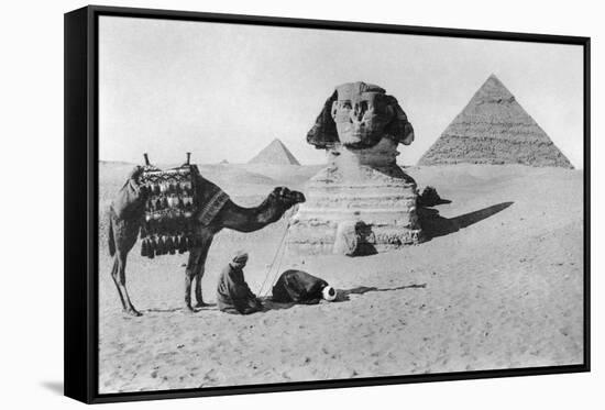 Praying before a Sphinx, Cairo, Egypt, C1920s-null-Framed Stretched Canvas