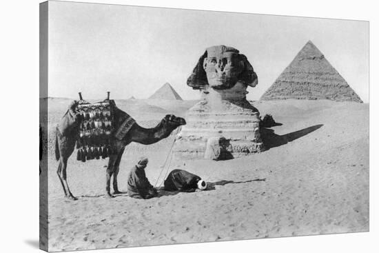 Praying before a Sphinx, Cairo, Egypt, C1920s-null-Stretched Canvas