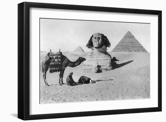 Praying before a Sphinx, Cairo, Egypt, C1920s-null-Framed Premium Giclee Print
