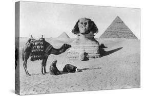 Praying before a Sphinx, Cairo, Egypt, C1920s-null-Stretched Canvas