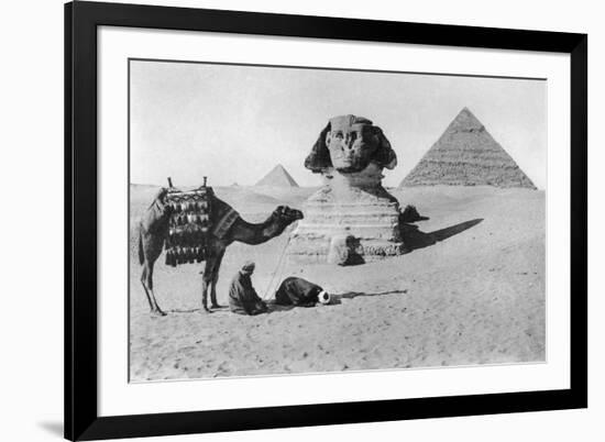 Praying before a Sphinx, Cairo, Egypt, C1920s-null-Framed Giclee Print