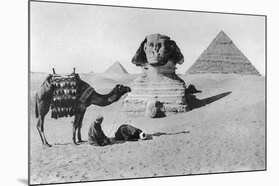 Praying before a Sphinx, Cairo, Egypt, C1920s-null-Mounted Giclee Print