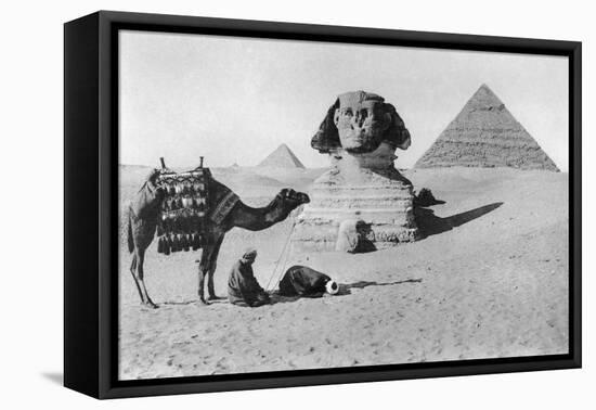 Praying before a Sphinx, Cairo, Egypt, C1920s-null-Framed Stretched Canvas