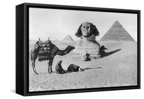 Praying before a Sphinx, Cairo, Egypt, C1920s-null-Framed Stretched Canvas