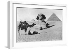 Praying before a Sphinx, Cairo, Egypt, C1920s-null-Framed Giclee Print