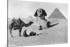 Praying before a Sphinx, Cairo, Egypt, C1920s-null-Stretched Canvas