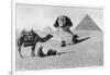 Praying before a Sphinx, Cairo, Egypt, C1920s-null-Framed Giclee Print