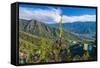 Praying Flags before the Tiger's Nest, Taktsang Goempa Monastery Hanging in the Cliffs, Bhutan-Michael Runkel-Framed Stretched Canvas