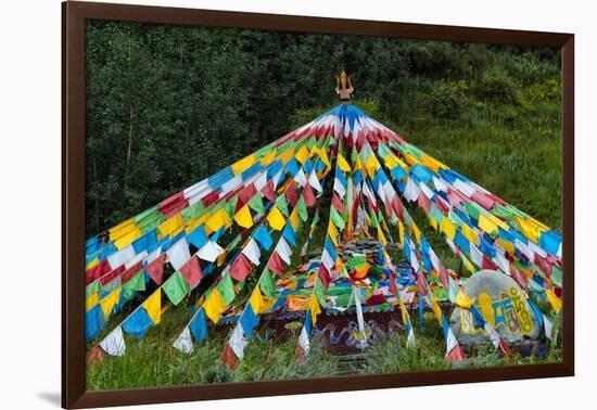 Praying flags in Mati Temple Scenic Area, Zhangye, Gansu Province, China-Keren Su-Framed Photographic Print