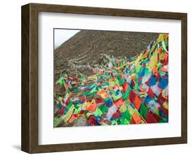 Praying Flags with Mt. Quer Shan, Tibet-Sichuan, China-Keren Su-Framed Photographic Print