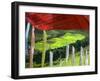 Praying Flags with Village and Farmlands at Pepe La Pass, Phobjikha Valley, Gangtey, Bhutan-Keren Su-Framed Photographic Print