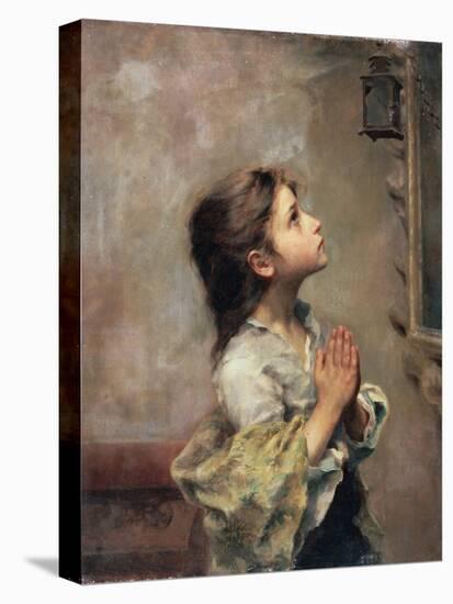 Praying Girl, Italian Painting of 19th Century-Roberto Ferruzzi-Stretched Canvas