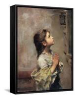 Praying Girl, Italian Painting of 19th Century-Roberto Ferruzzi-Framed Stretched Canvas