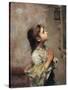 Praying Girl, Italian Painting of 19th Century-Roberto Ferruzzi-Stretched Canvas