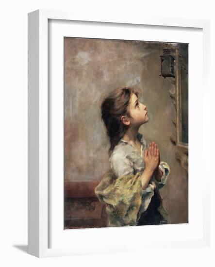 Praying Girl, Italian Painting of 19th Century-Roberto Ferruzzi-Framed Premium Giclee Print